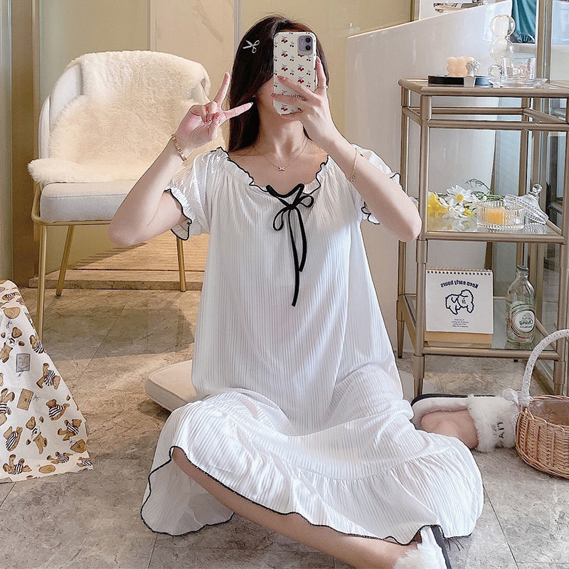 Pajamas Women Summer Set Simple Short Sleeves With Chest Pad