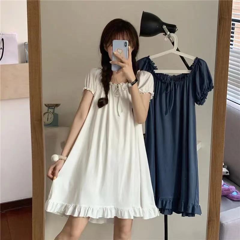 Pajamas Women Summer Set Simple Short Sleeves With Chest Pad