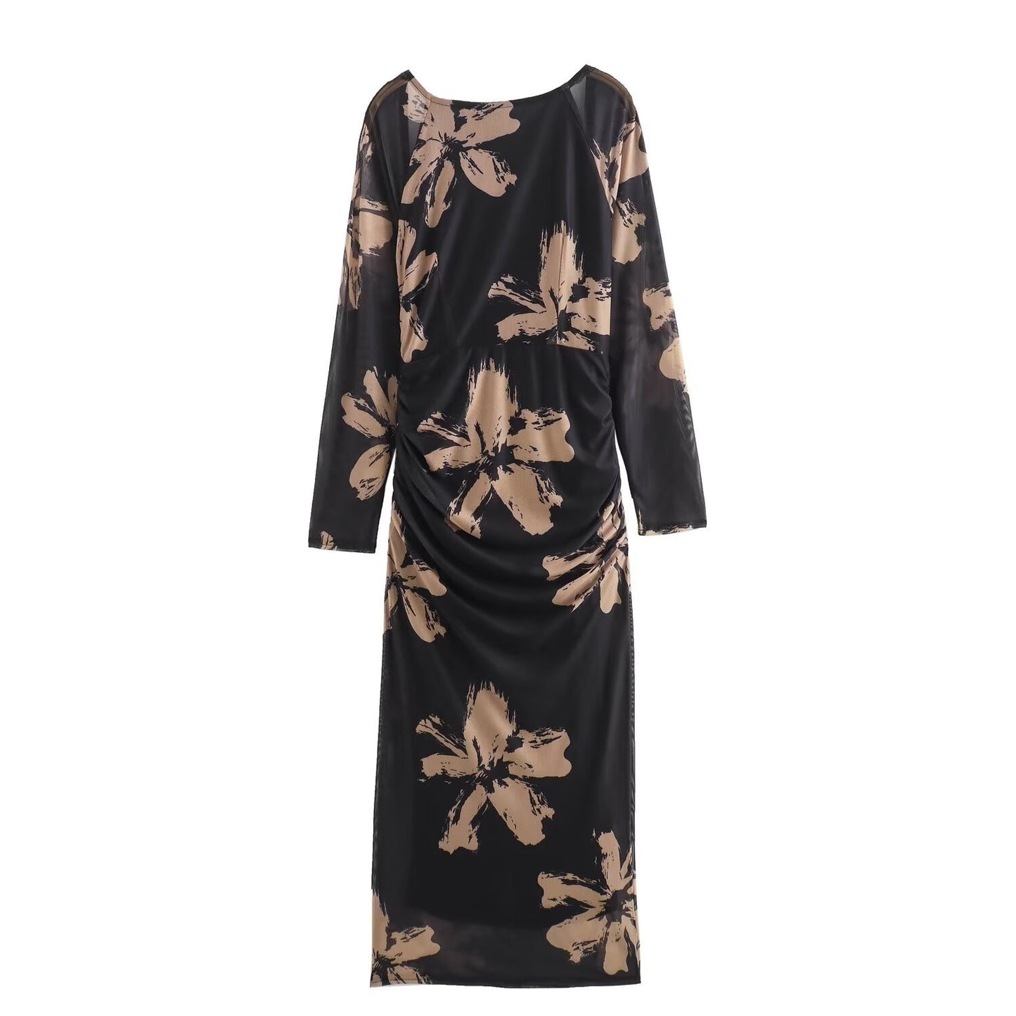 Simple Mesh Printed Sheath Dress