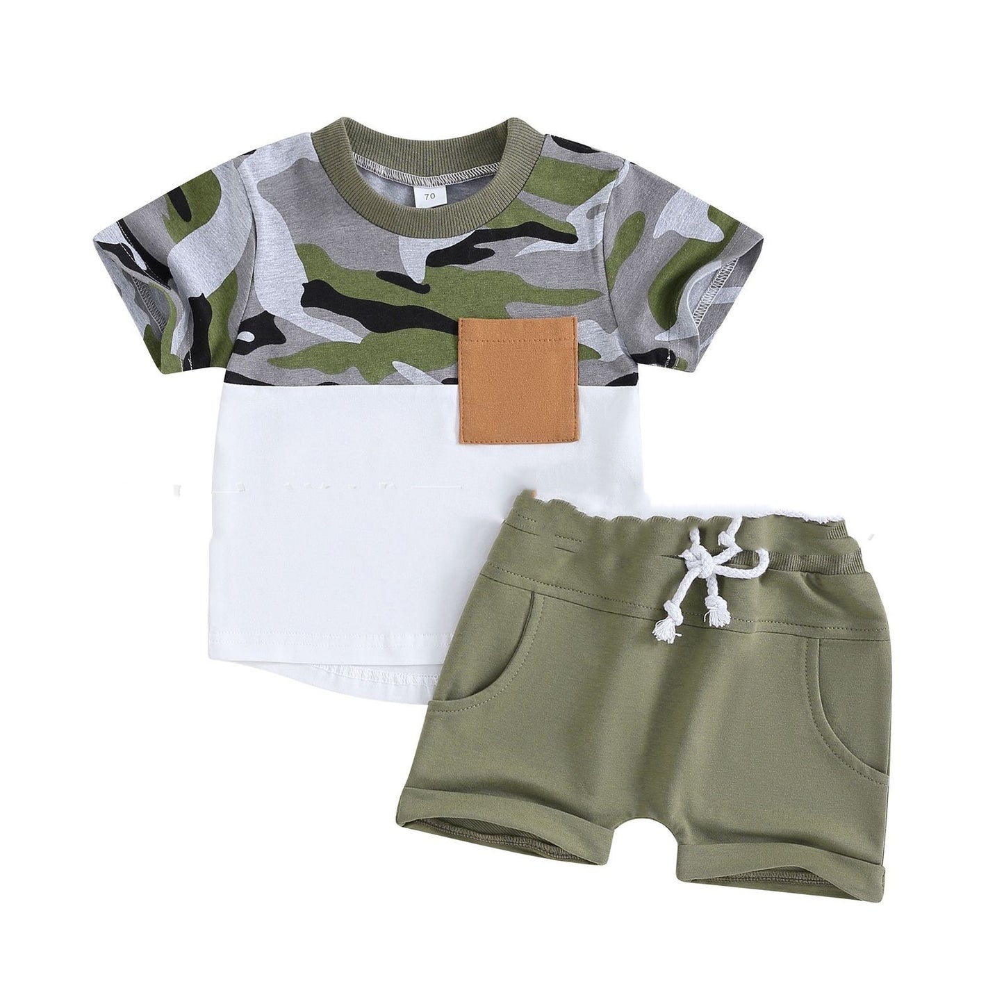 Camouflage Children's Short Sleeve Top Shorts Suit