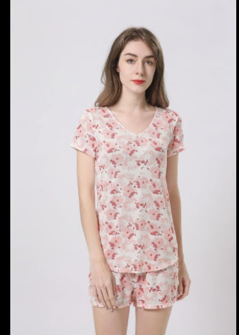 Women's Pajamas Short-sleeved Shorts Suit European And American Home Wear Women