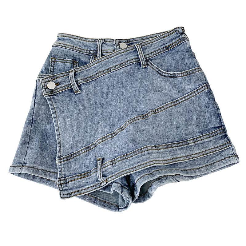 Irregular Denim Sheath Half-length Pants Casual Shorts