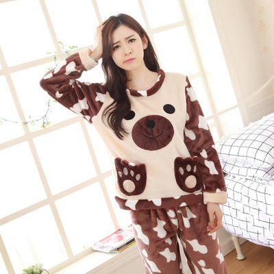 Fashionable Pajamas Women Keep Warm In Winter And Thicken Plus Velvet