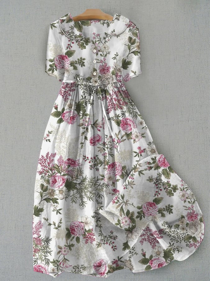 European And American 3D Digital Printing Fashion Floral Art Women's Midi Skirt Dress