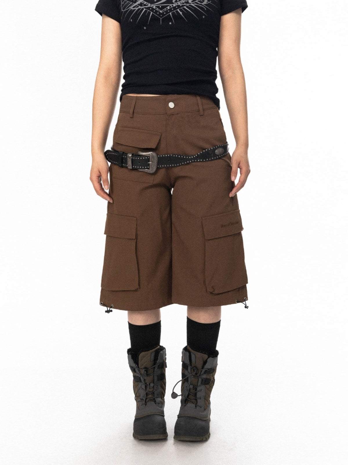 High Street Embroidered Large Workwear With Pocket Shorts