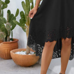 Elegant Irregular Pendulous Burnt-out Dress Lady