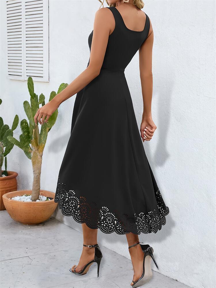Elegant Irregular Pendulous Burnt-out Dress Lady