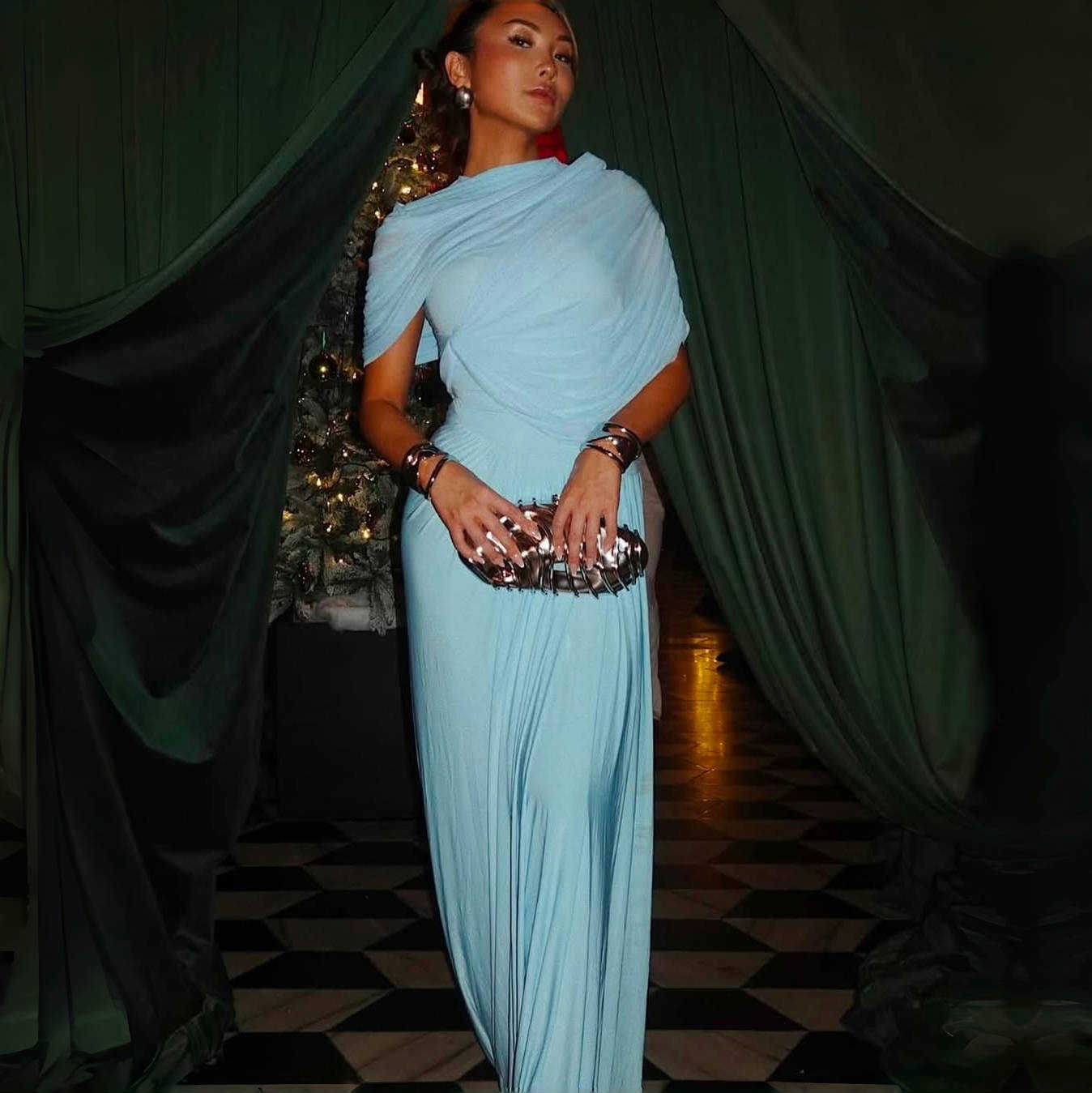Elegant Pleated Dress Women For Dinner