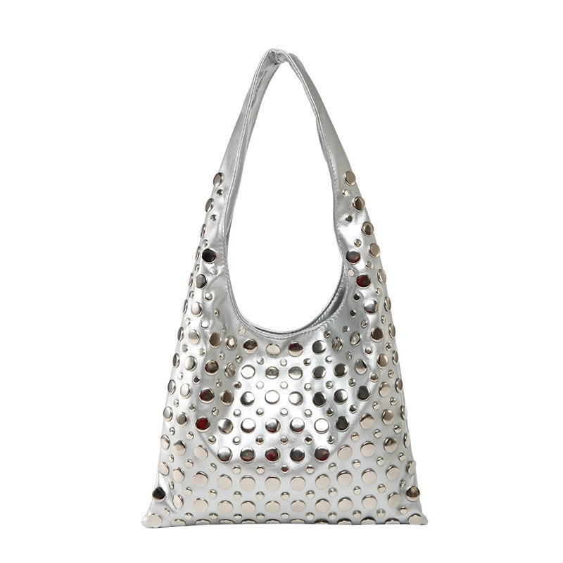 Women's Polka Dot Rivet Shoulder Bag
