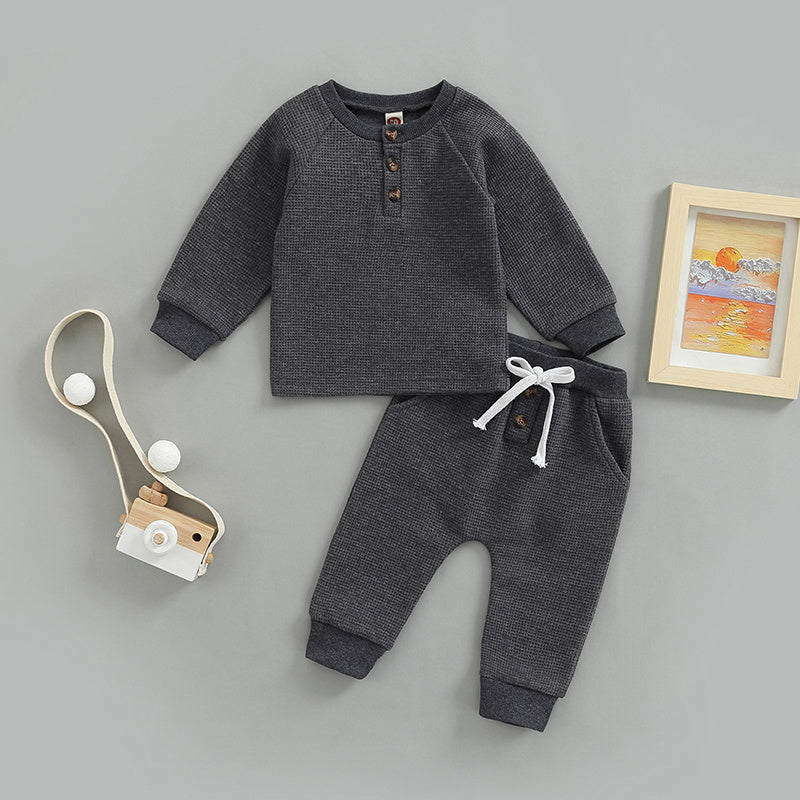 Children's Sweatshirt Round Neck Long Sleeve Elastic Band Pants Set