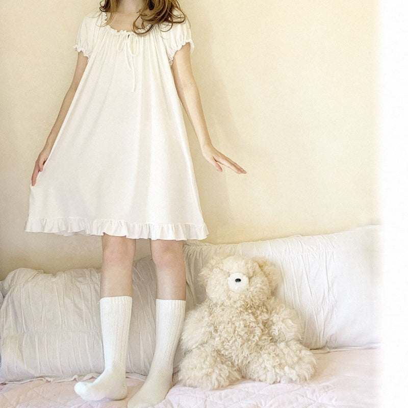 Pajamas Women Summer Set Simple Short Sleeves With Chest Pad