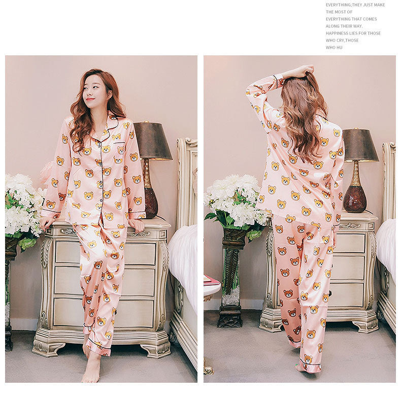 Spot Goods Cross-border E-commerce Plus Size Pajamas Summer Artificial Silk Printed Short Sleeve Plump Girls Outerwear Homewear Women