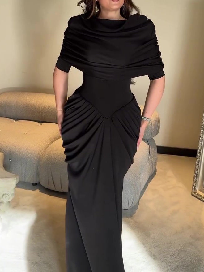 Black Pleated Top Dress Two-Piece Set