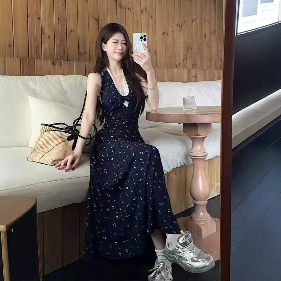 Temperament Halter Floral Skirt Dress