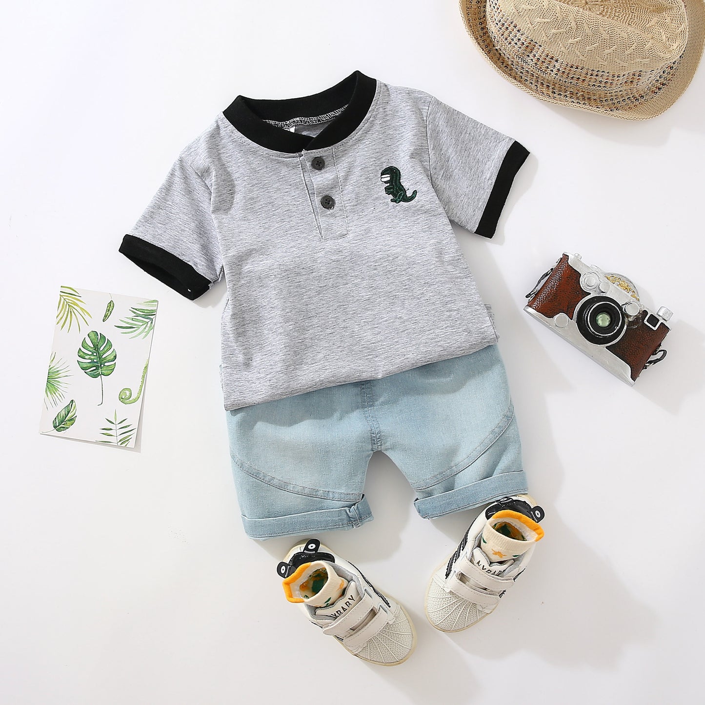 Children's Multi-color Short Sleeve Suit Summer