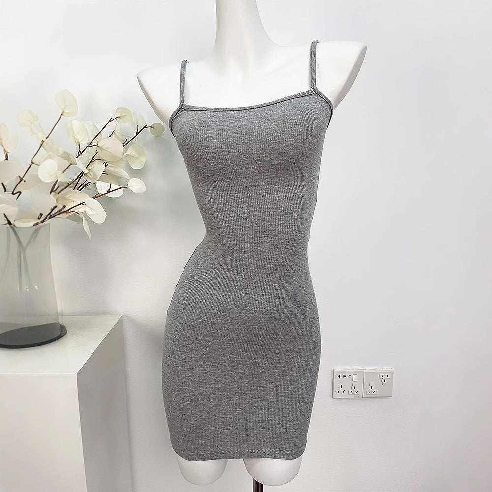 Pure Hot Girl Tight Sexy Sheath Body Shaping Date Sling Dress Short