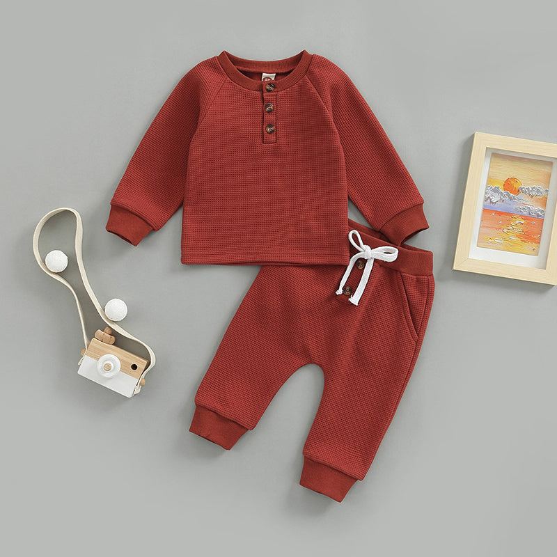 Children's Sweatshirt Round Neck Long Sleeve Elastic Band Pants Set