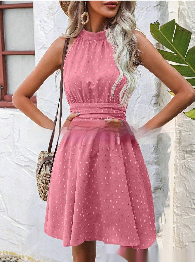 Belt Sleeveless Split Mid-length Dress