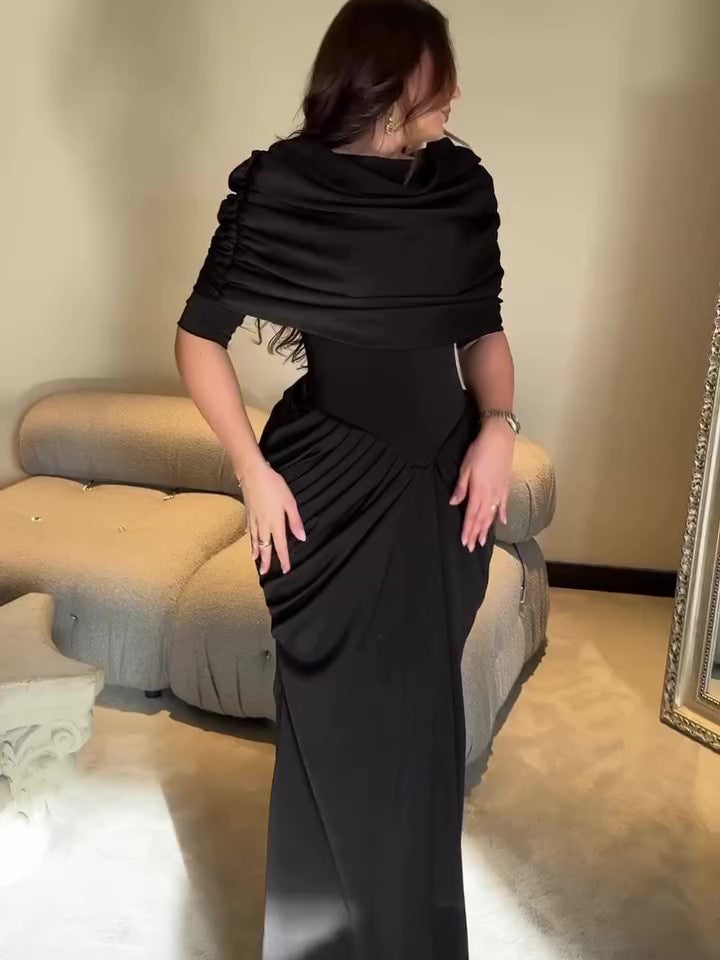 Black Pleated Top Dress Two-Piece Set