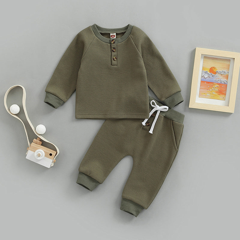Children's Sweatshirt Round Neck Long Sleeve Elastic Band Pants Set