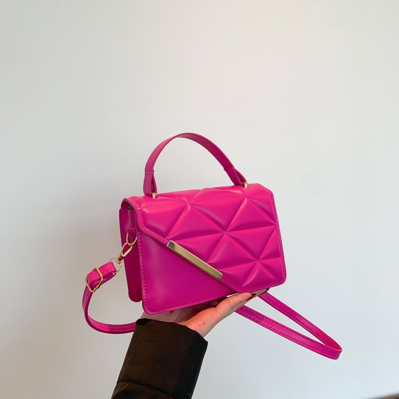 New Simple Fashion Solid Color Diamond Indentation Popular One Shoulder Bag
