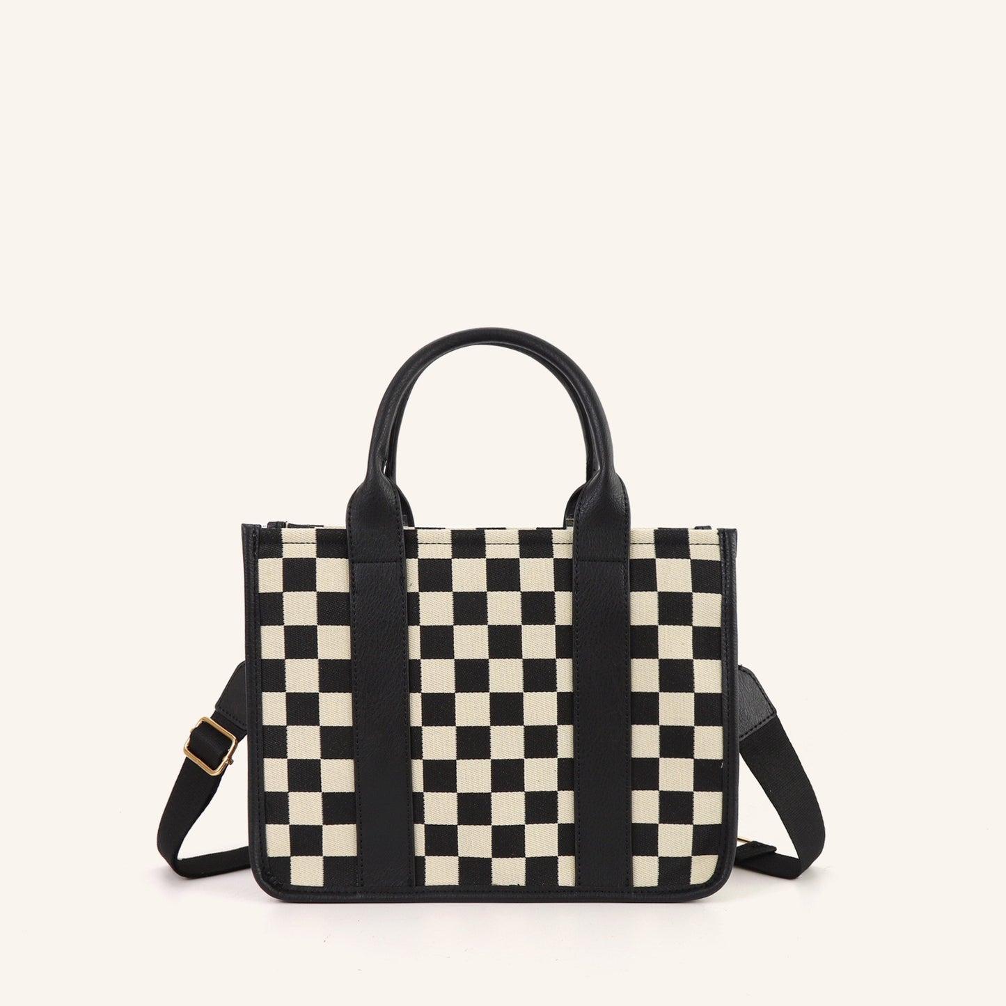 Travel Plaid Tote Bag With Shoulder Strap