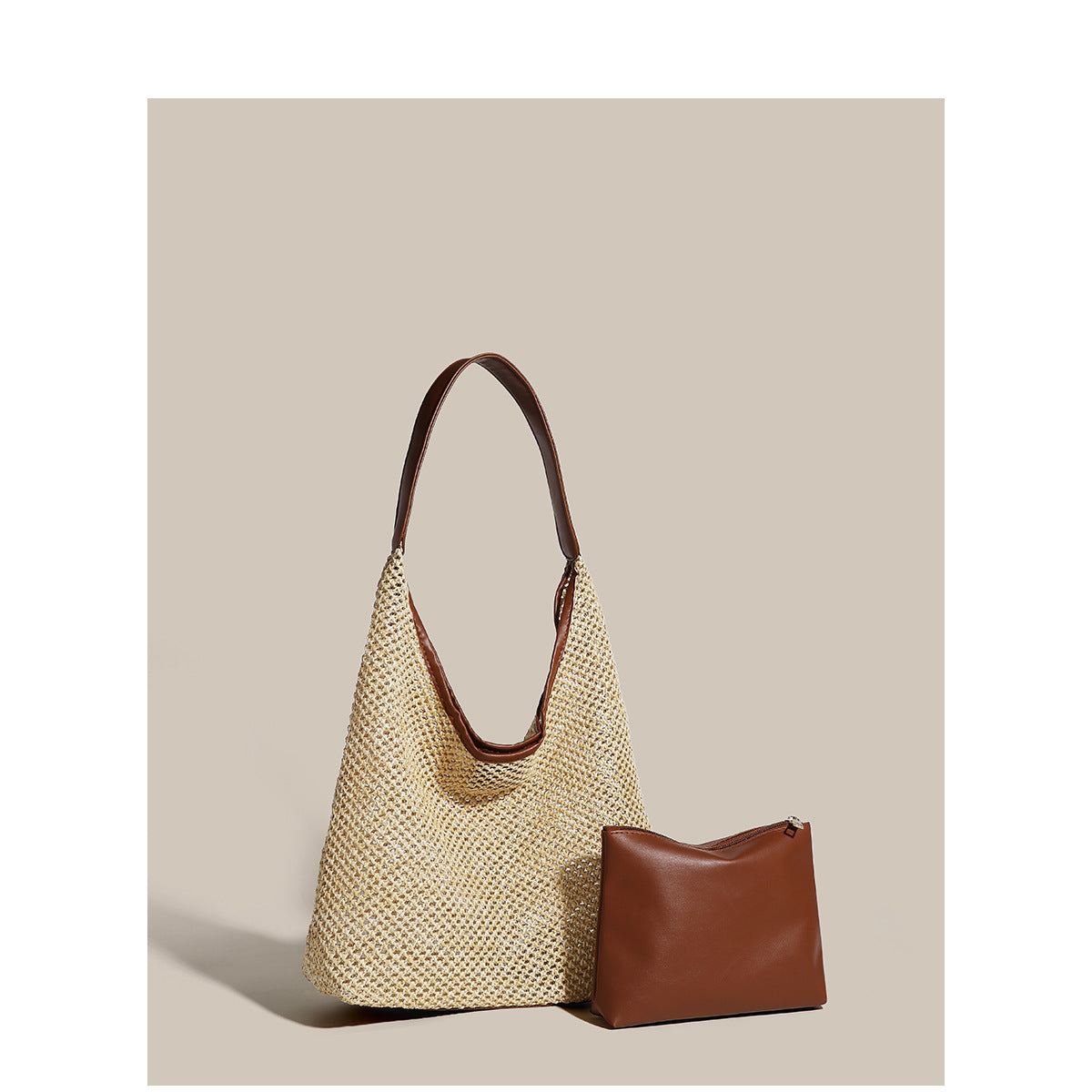 Retro Straw Woven Tote Bag Shoulder Large Capacity Beach Bag