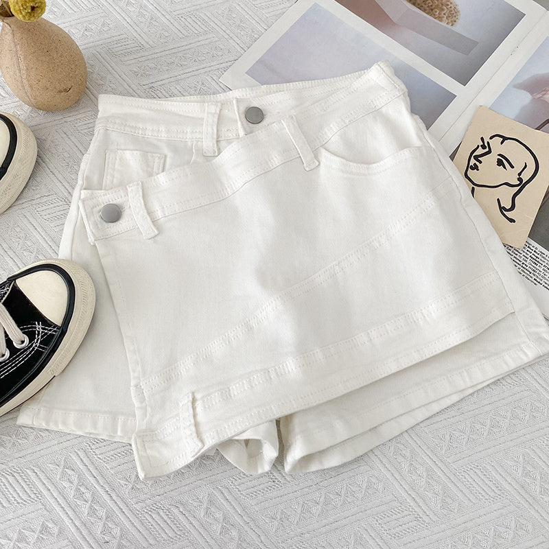 Irregular Denim Sheath Half-length Pants Casual Shorts