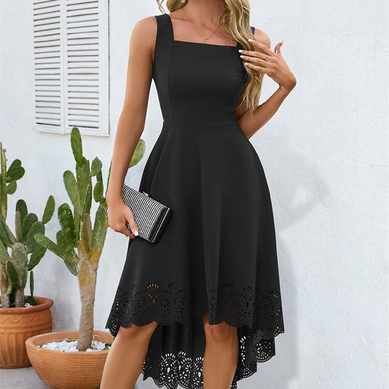 Elegant Irregular Pendulous Burnt-out Dress Lady