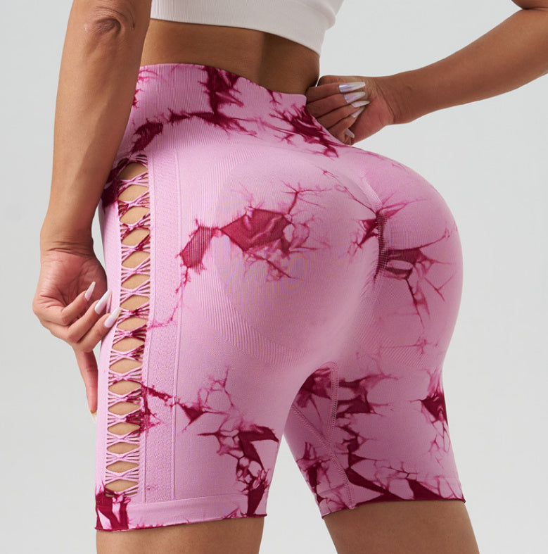 Hollow Tie Dye Waist Shorts