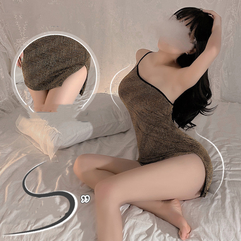 Women's Erotic Lingerie Senior Nightdress Slit Dress