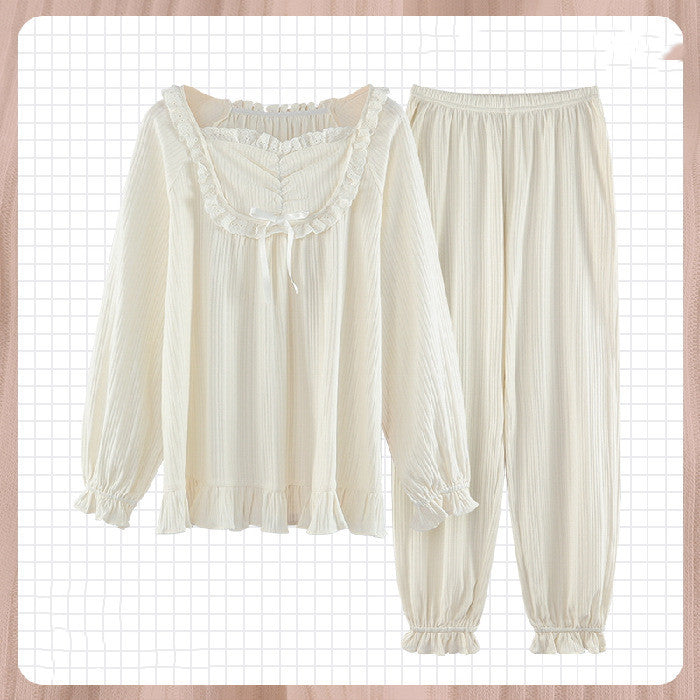 Palace Pajamas Women Spring And Autumn Korean Style Cotton Long Sleeves