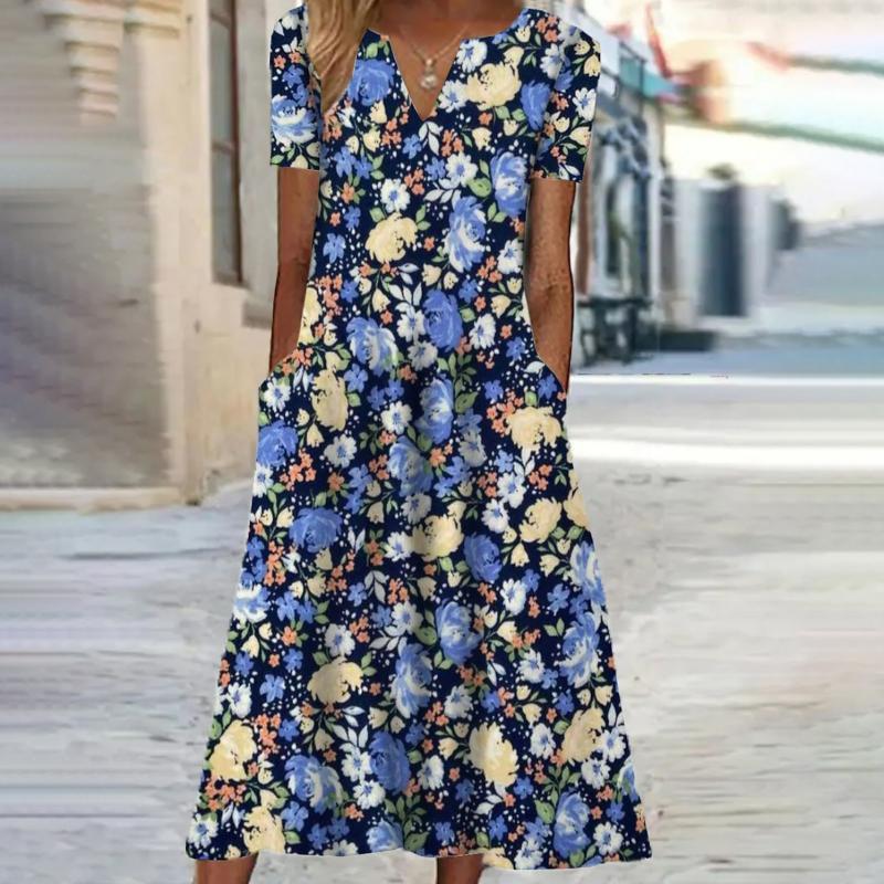 Elegant Dress Lace Printed Round Neck