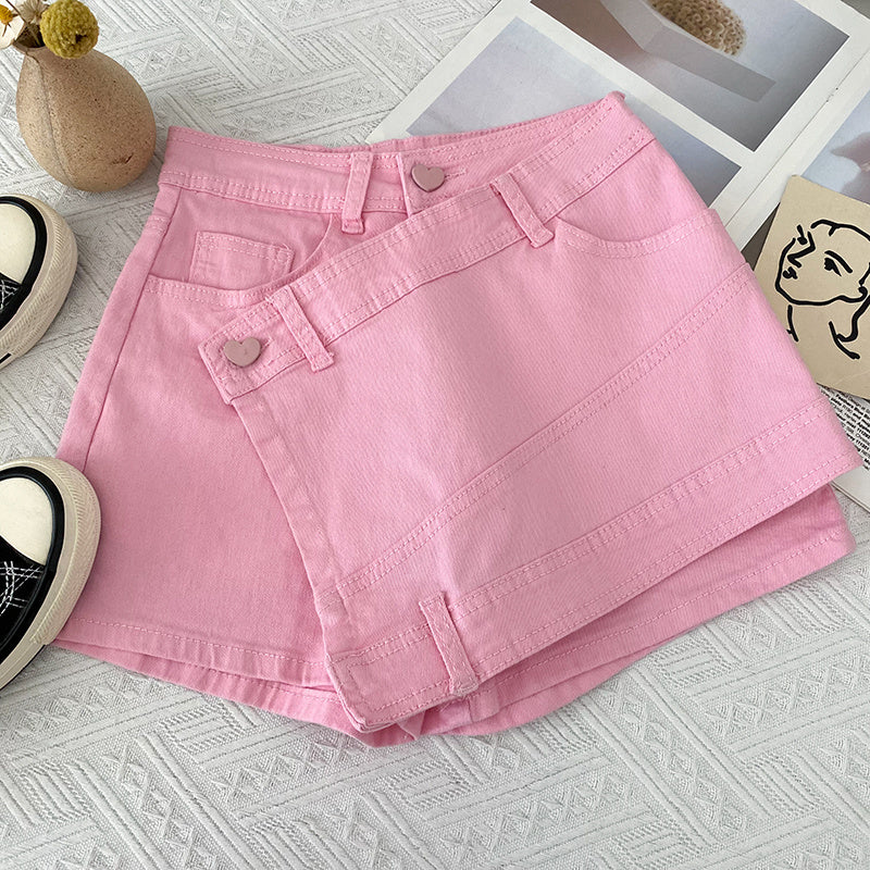Irregular Denim Sheath Half-length Pants Casual Shorts