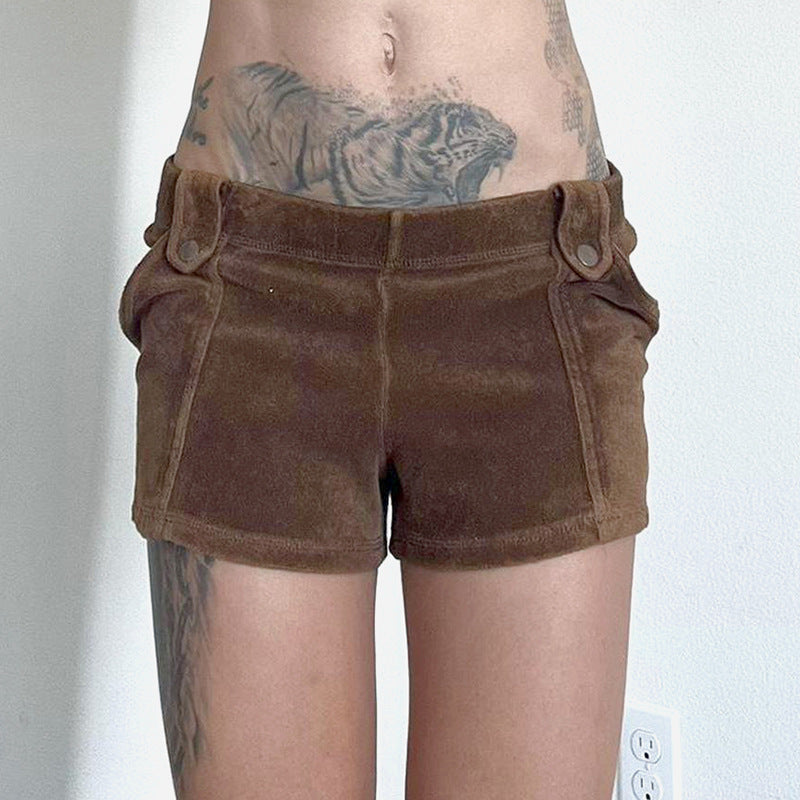 Maillard Wear Brown Woven Low Waist Slimming Casual Pants
