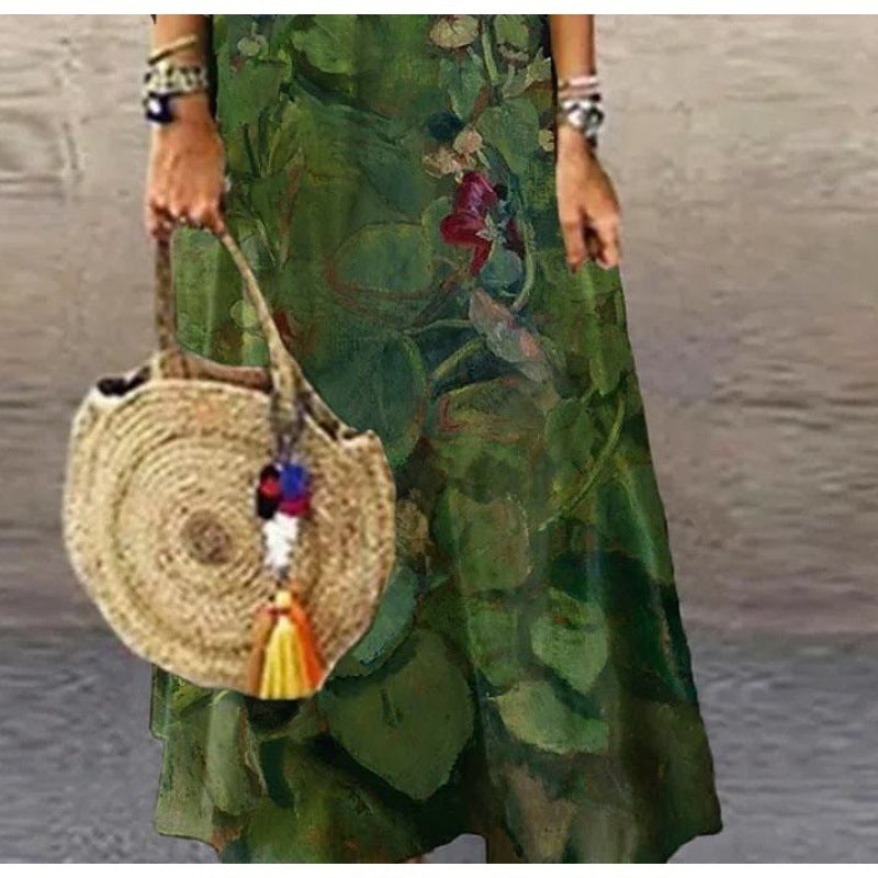 Women's Fashion Abstract Printing Long Dress