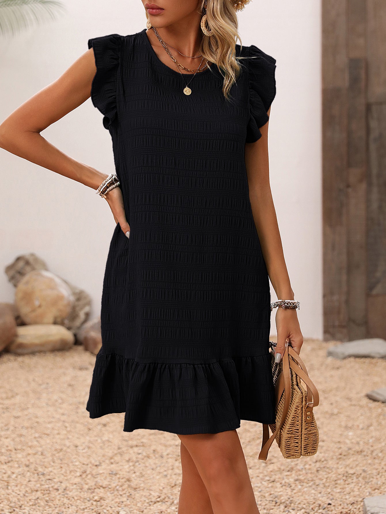 Elegant Solid Color Sleeveless Dress Women