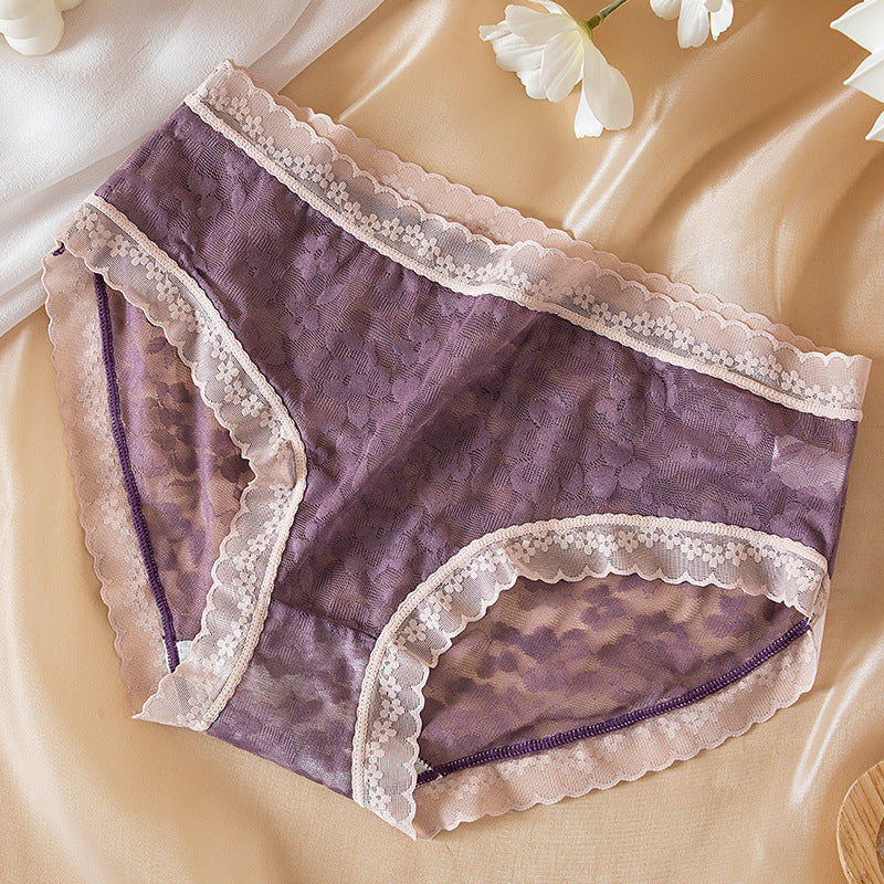 Lace Mid Waist Women's Briefs