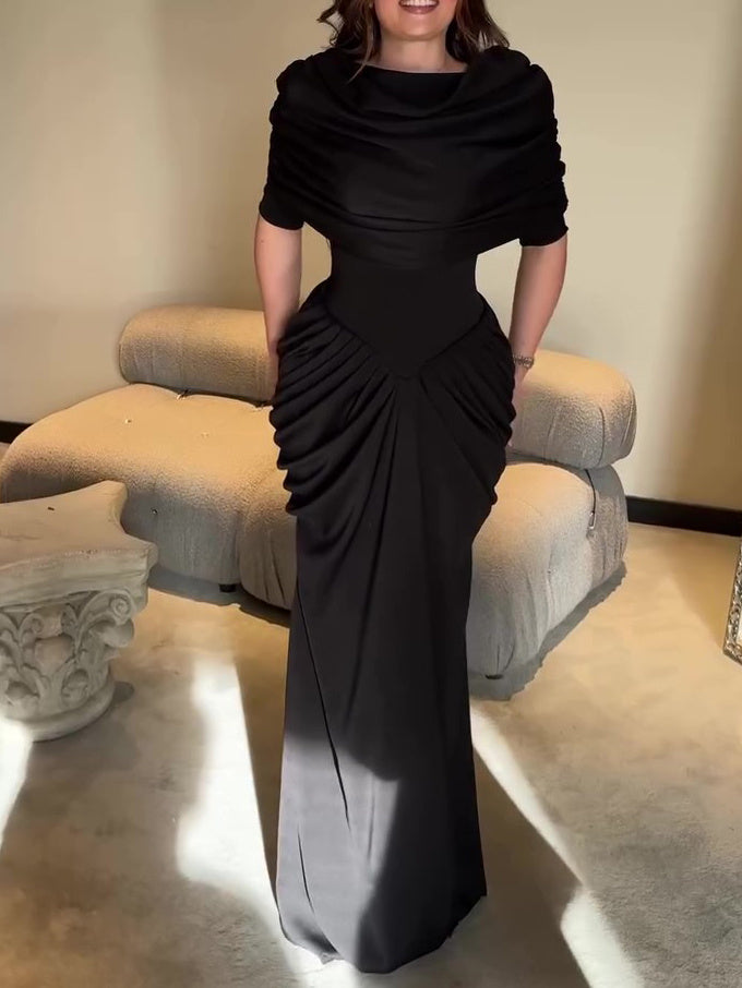 Black Pleated Top Dress Two-Piece Set