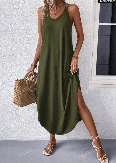 Ladies Lunch Break Solid Color Dress