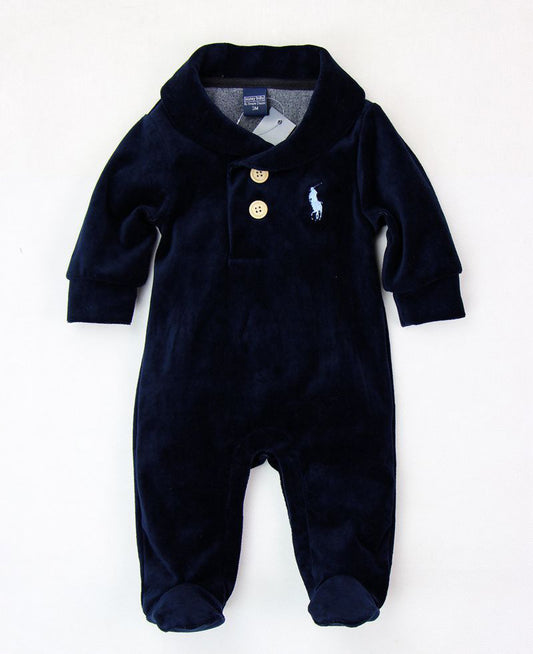 Velvet Baby Jumpsuit With Foot-wrapped Romper