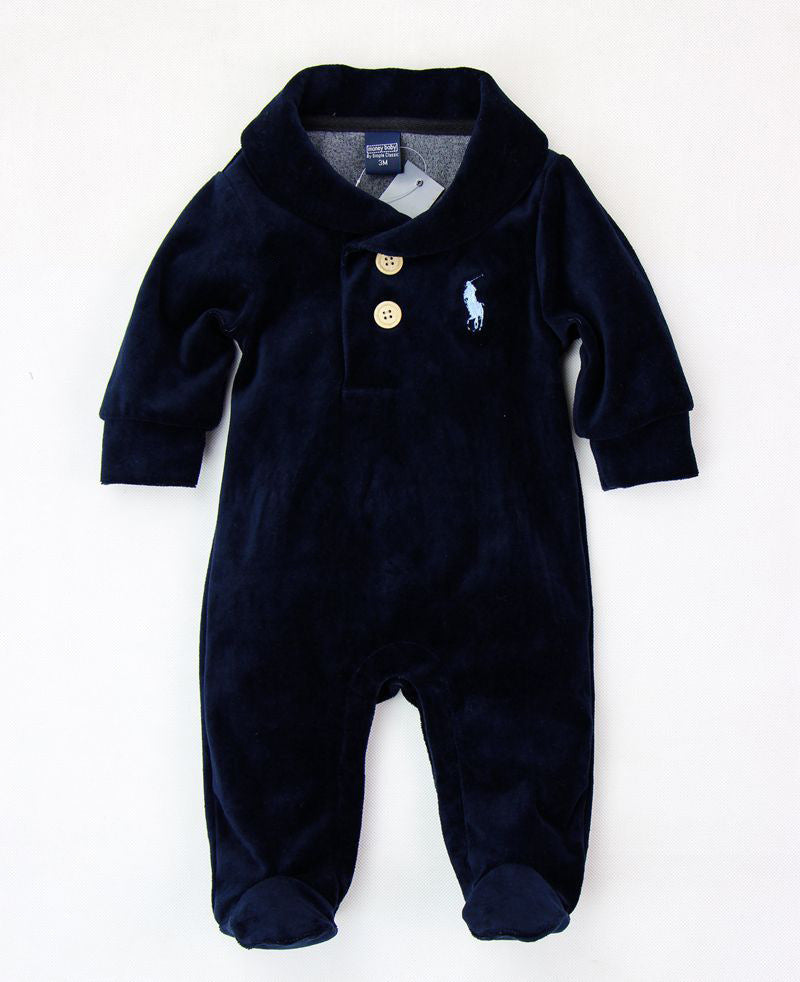 Velvet Baby Jumpsuit With Foot-wrapped Romper