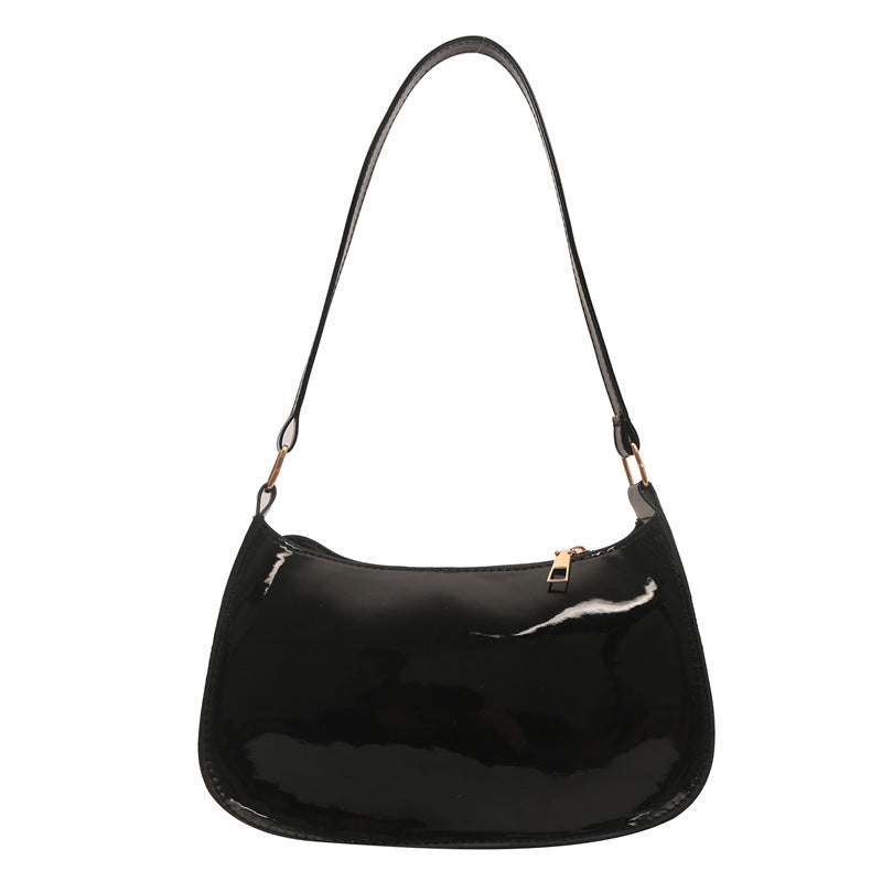 Underarm Bag Women's Portable Patent Leather Solid Color Glossy Crossbody Bag