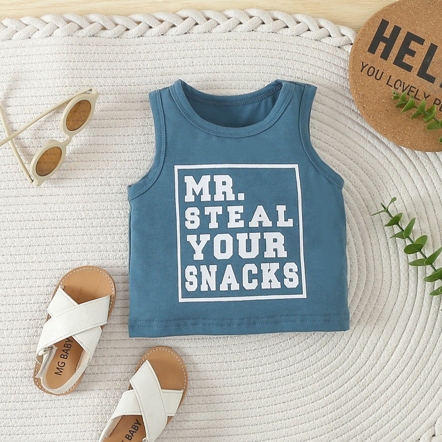 Children's Fashion Sleeveless Letter Vest Shorts Two-piece Set