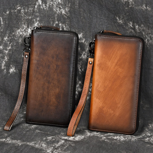 European And American Leather Hand-rub Color Multi-card-slot Clutch Casual Leather Wallet