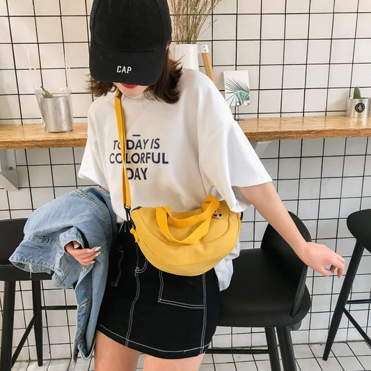Creative Banana Embroidered Canvas Crossbody Bag