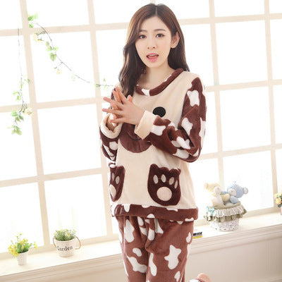 Fashionable Pajamas Women Keep Warm In Winter And Thicken Plus Velvet