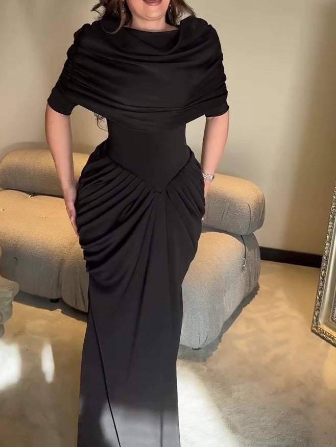 Black Pleated Top Dress Two-Piece Set