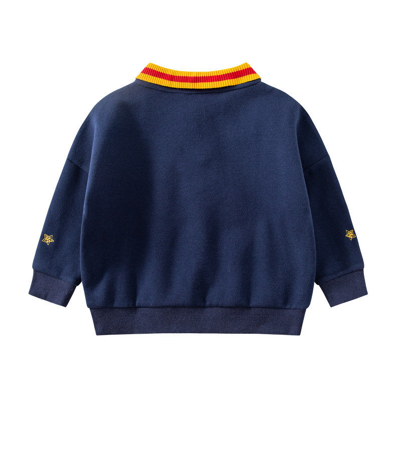 Planet embroidery children's sweater