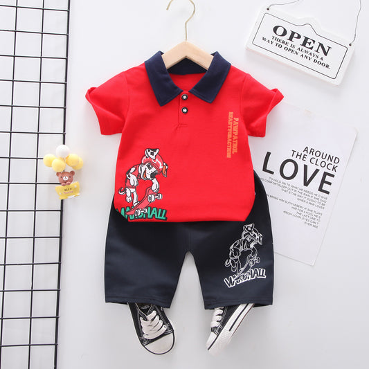 Summer wear boys casual short-sleeved shorts set